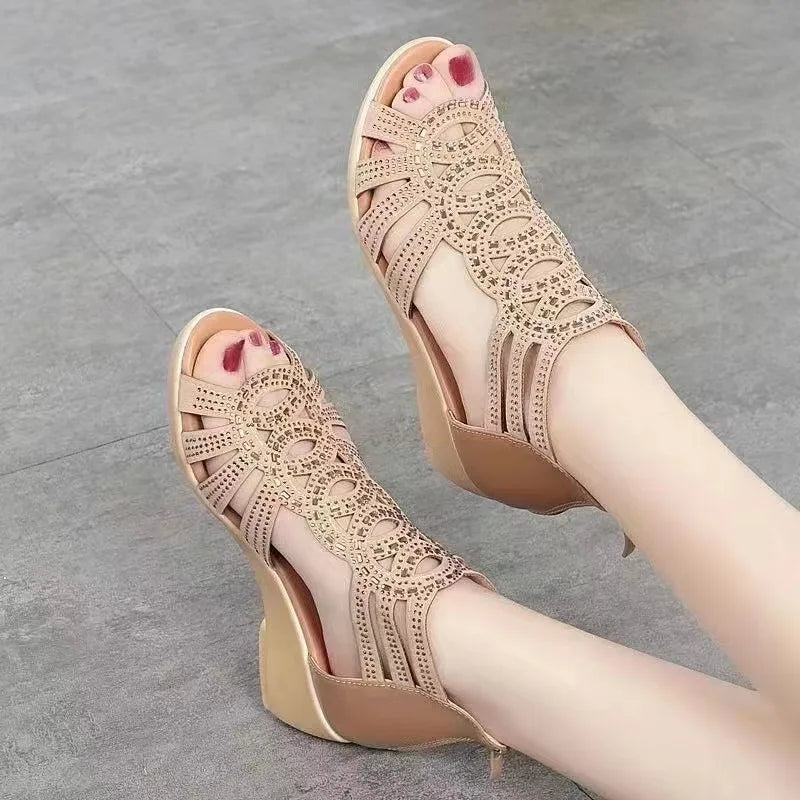 Soft Leather Roman Sandals β Comfortable Wedge Sole for Summer