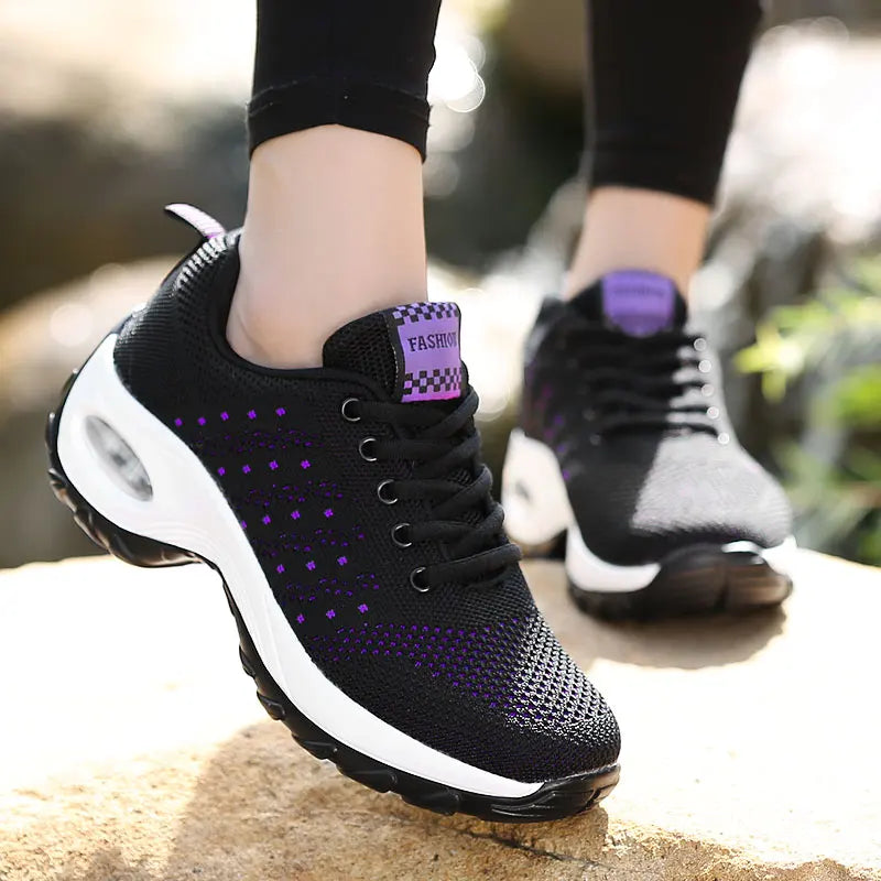 Ladies Walking Sneakers β Breathable Lightweight Platform Shoes