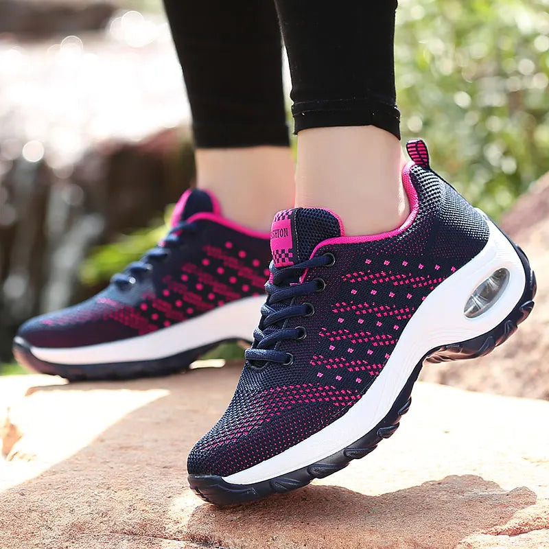 Ladies Walking Sneakers β Breathable Lightweight Platform Shoes