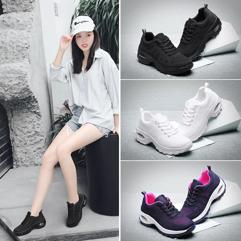 Ladies Walking Sneakers β Breathable Lightweight Platform Shoes