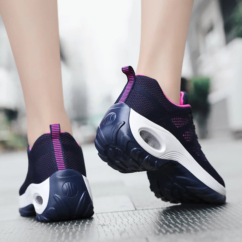 Ladies Walking Sneakers β Breathable Lightweight Platform Shoes