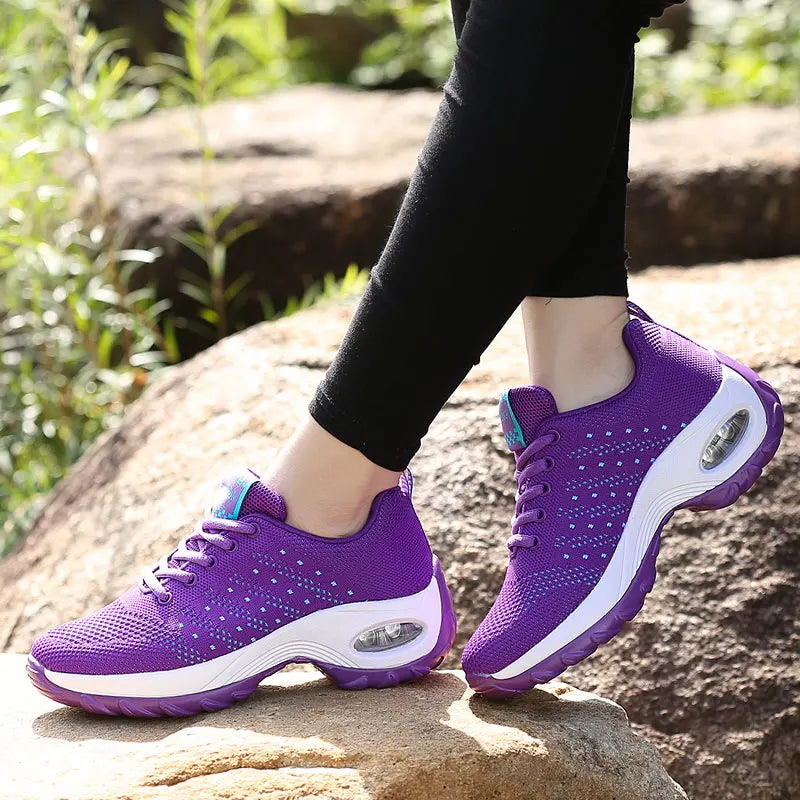 Ladies Walking Sneakers β Breathable Lightweight Platform Shoes