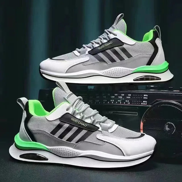 Men's High-Top Sneakers β Mesh & Leather Platform Shoes for Year-Round Comfort