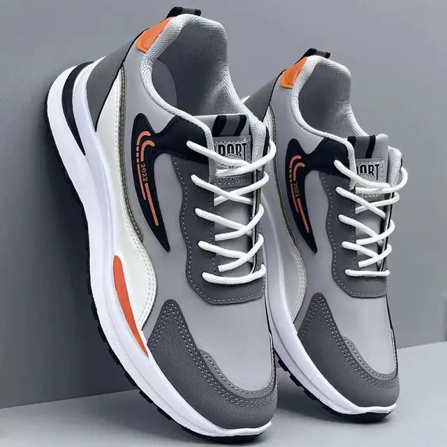 Men's High-Top Sneakers β Mesh & Leather Platform Shoes for Year-Round Comfort
