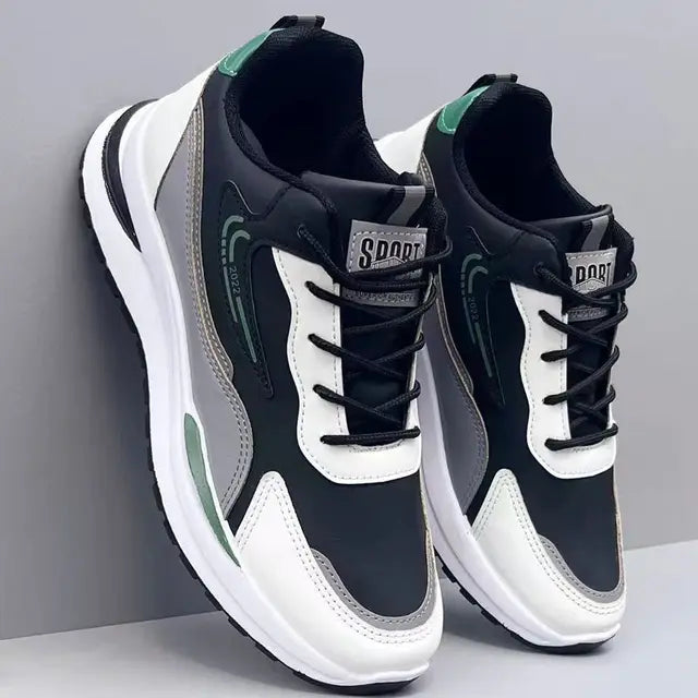 Men's High-Top Sneakers β Mesh & Leather Platform Shoes for Year-Round Comfort