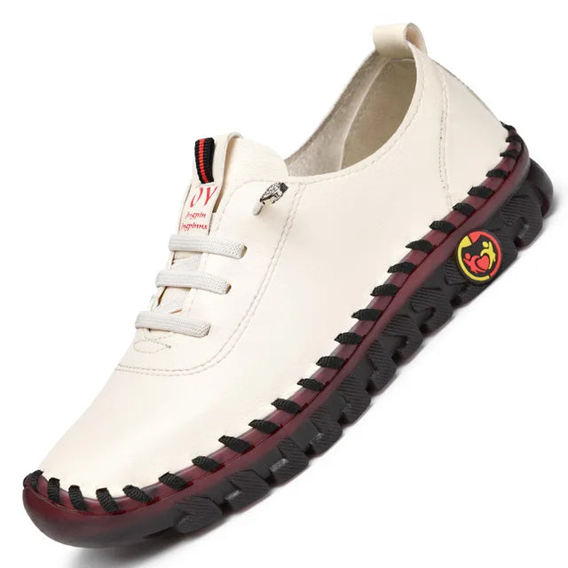 Sneakers Women Platform Loafers β Lace-Up Leather Flats for Spring Casual Wear