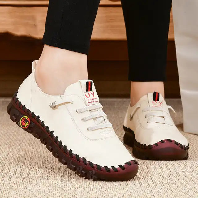 Sneakers Women Platform Loafers β Lace-Up Leather Flats for Spring Casual Wear