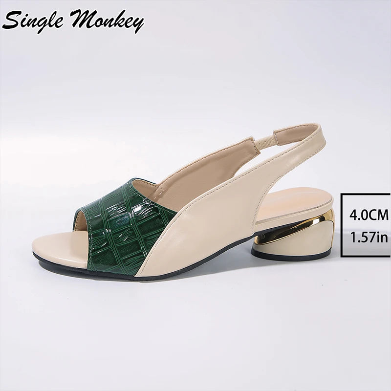 Women's Mid-Heel Sandals β Chunky Slingback Summer Shoes 2025