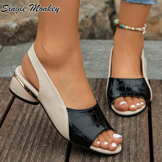 Women's Mid-Heel Sandals – Chunky Slingback Summer Shoes 2025